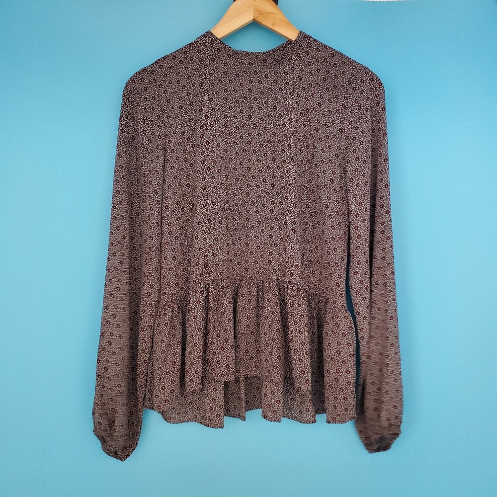 NEW LOFT Blouse Size Small Long Sleeve Floral - Picture 2 of 7